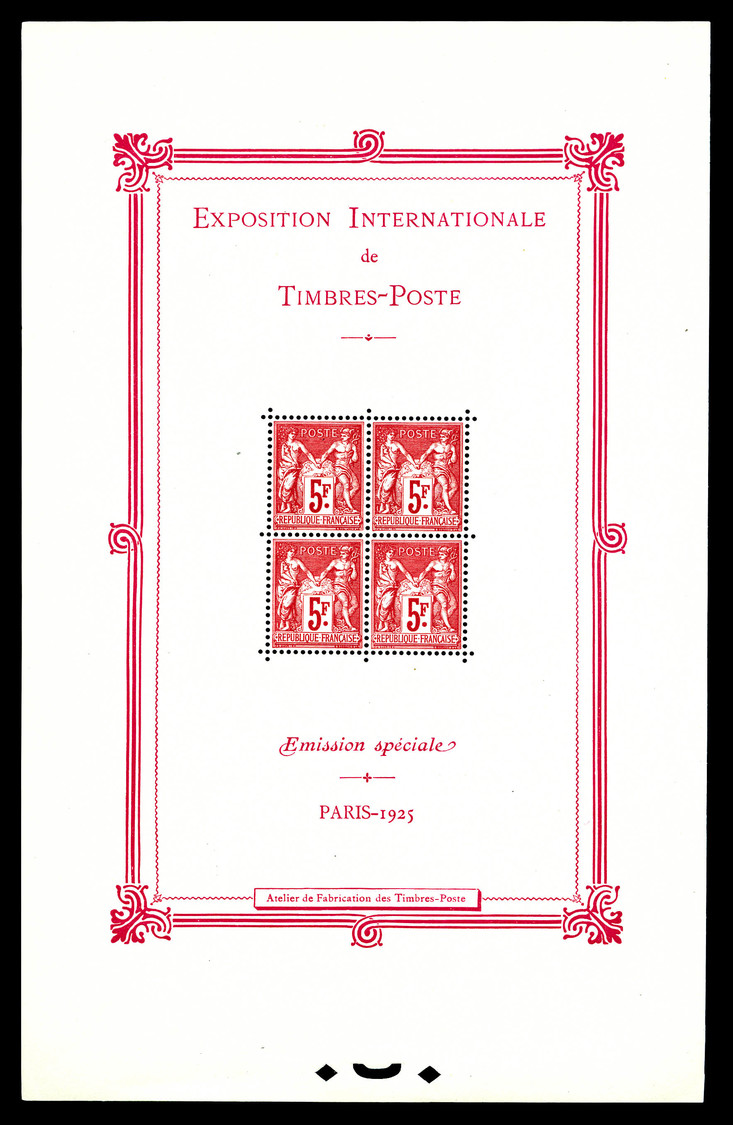 ** N°1, Exposition Philatélique De Paris 1925, SUP (certificat)  Cote: 5500 Euros  Qualité: ** - Neufs