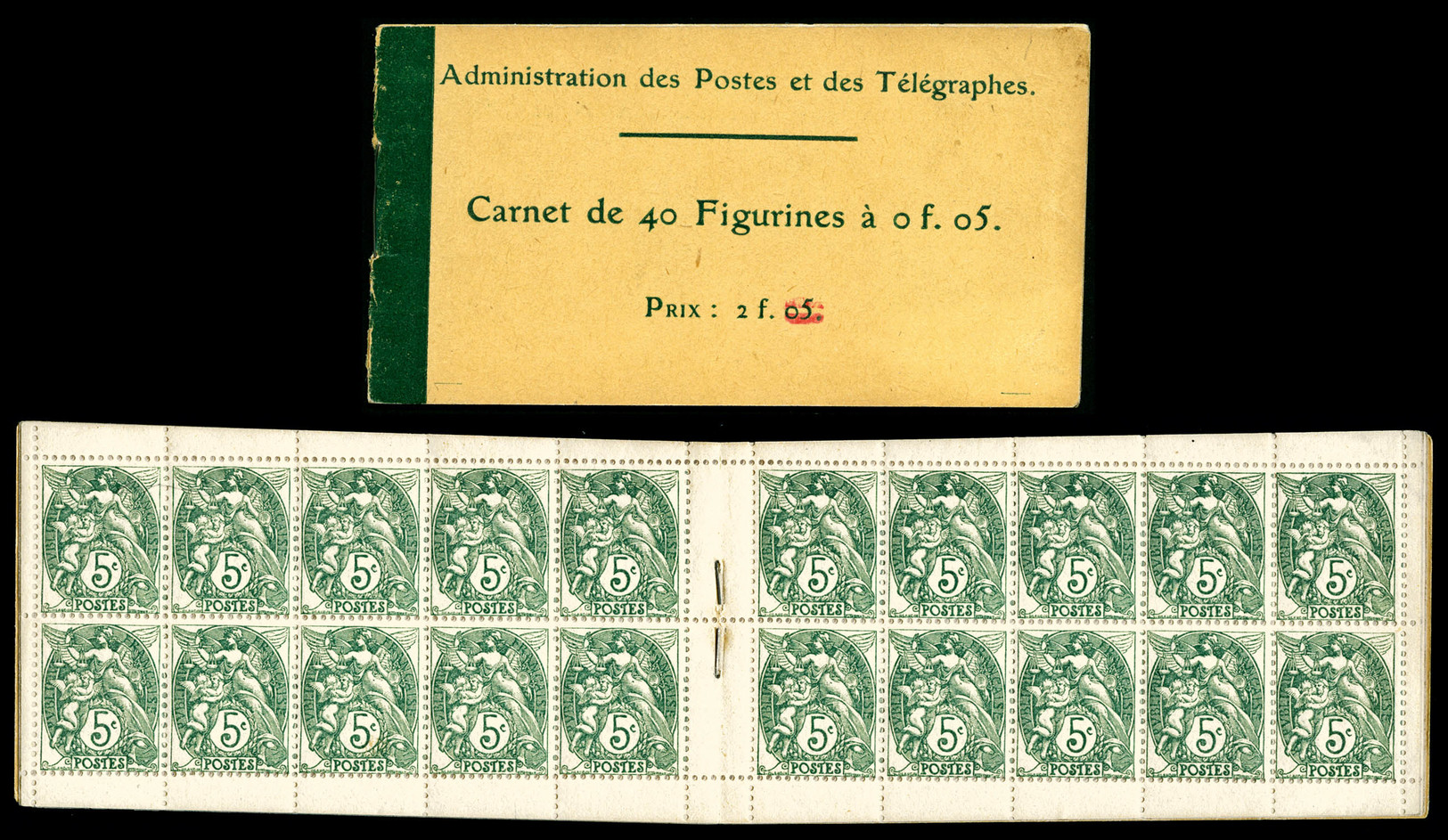 ** N°111-C2, Blanc, 40 Timbres à 0f.05, Prix Réduit: 2 Fr, R.R.R. Et TTB (certificat)     Qualité: ** - Autres & Non Classés