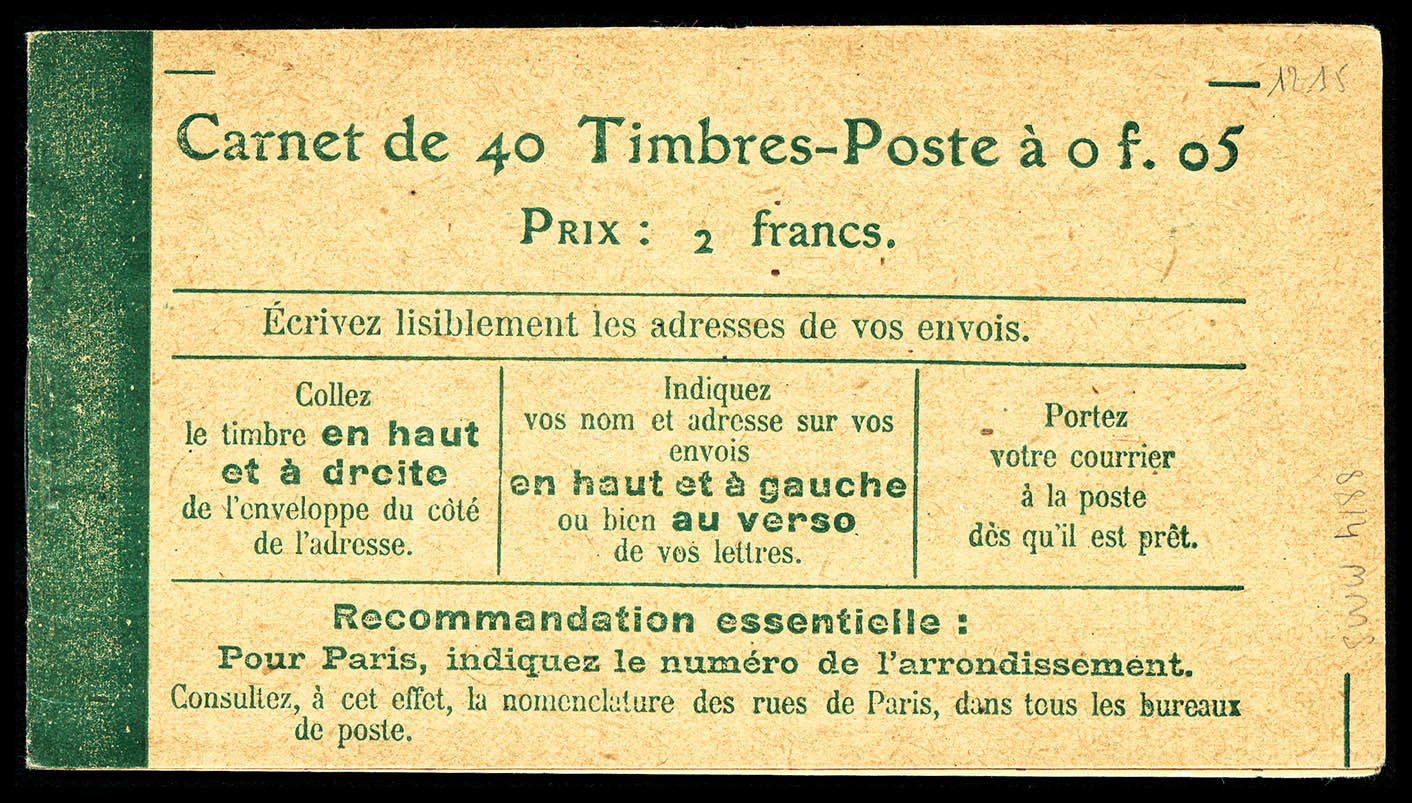 ** N°137-C7, Semeuse, 5c Vert, Couverture Postale Avec Taxe Révisée 12 Août 1919, TTB (certificat)    Qualité: ** - Autres & Non Classés