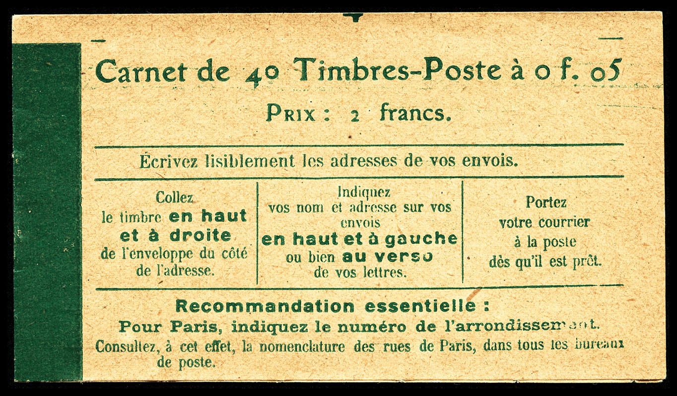 ** N°137-C9, 5c Vert, Couverture En 2ème Page: Loi Du 29 Mars 1920, Haut De Feuille (40 Timbres), TTB (certificat)    Qu - Autres & Non Classés