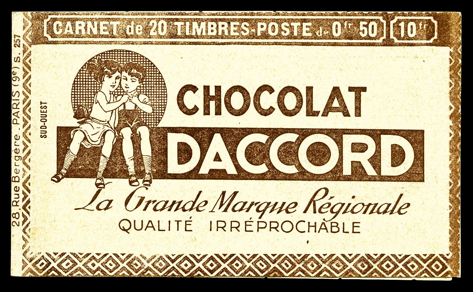 ** N°199-C67, Série 257 SO, CHOCOLAT DACCORD. SUP. R. (certificat)    Qualité: ** - Autres & Non Classés