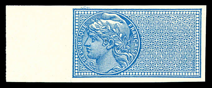 ** N°33, Bleu-vert Sans Légende, NON DENTELÉ Bord De Feuille, SUPERBE (certificat)     Qualité: ** - Neufs