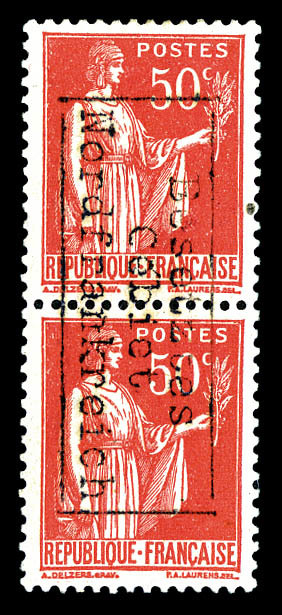 ** N°6, 50c Rose-rouge En Paire Verticale Surchargée Coudekerque, TRES BON CENTRAGE, SUP (signé/certificat)  Cote: 1200 - Guerre (timbres De)