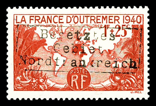 * France D'outre-mer 1f +25c Surchargé Coudekerque. TTB (certificat)  Cote: 550 Euros  Qualité: * - Guerre (timbres De)