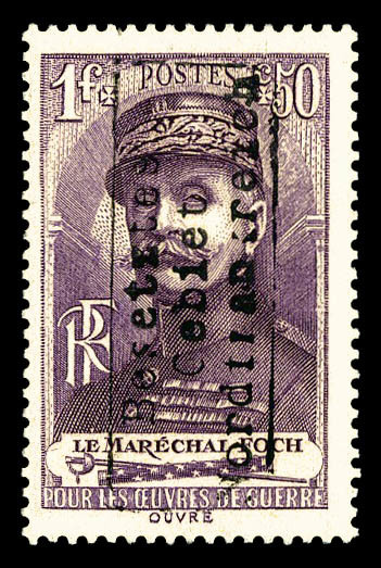 * Maréchal Foch 1f +50c Surchargé Coudekerque. TTB (certificat)  Cote: 550 Euros  Qualité: * - Guerre (timbres De)