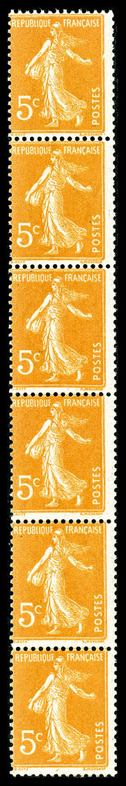 ** N°5, Semeuse, 5c Orange: Bde De 6 Ex, TB  Cote: 305 Euros  Qualité: ** - Roulettes