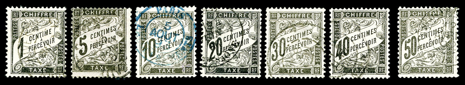 O Type Duval, Lot: N°10, 14, 15, 17 à 20, Les 7 Valeurs TB  Cote: 502 Euros  Qualité: O - 1859-1959 Oblitérés