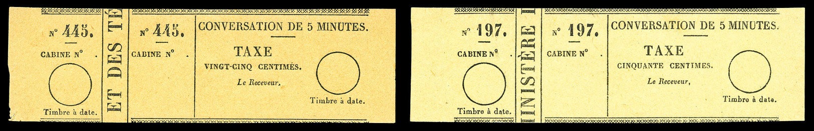 (*) N°1/2, 25c Noir Sur Bulle Et 50c Noir Sur Bulle, SUPERBE. R.R.R (signés Scheller/certificats)   Cote: 4500 Euros  Qu - Télégraphes Et Téléphones