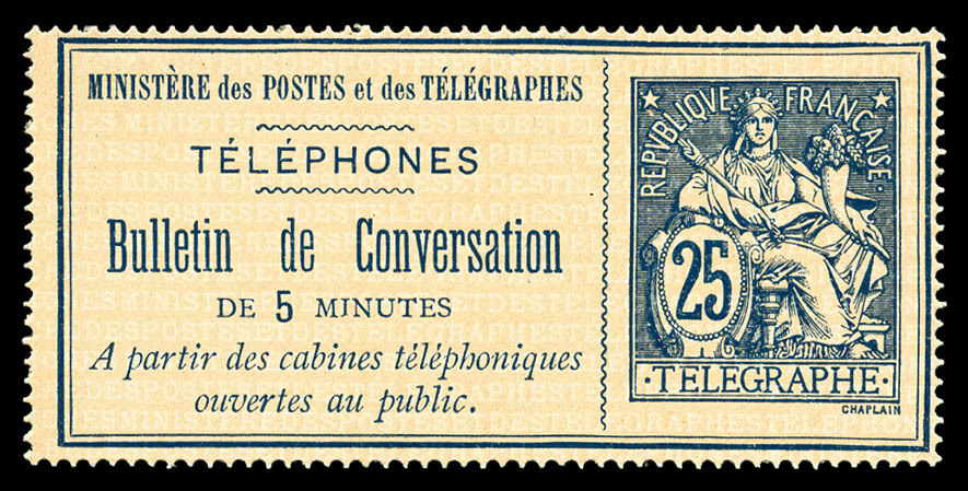 (*) N°3, 25c Bleu Sur Chamois, TTB  Cote: 275 Euros  Qualité: (*) - Télégraphes Et Téléphones