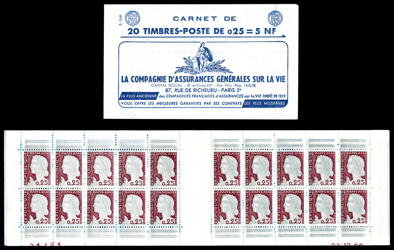 ** N°1263-C3, Série 15-60, Couleur Grise Quasi Absente. SUPERBE (certificat)    Qualité: ** - Carnets