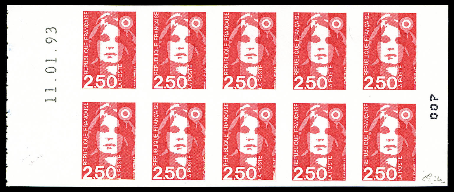 ** N°2720-C2a, 2.50 F Briat, Absence De Prédécoupe Des Timbres. TB (signé Calves)  Cote: 140 Euros  Qualité: ** - Carnets