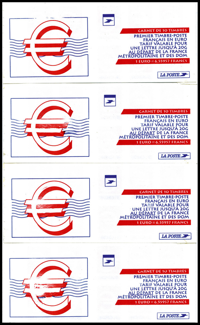 ** N°3215-C1, 'Euro', Défaut Progressif D'impression De La Couverture Sur 4 Carnets. TB    Qualité: ** - Carnets