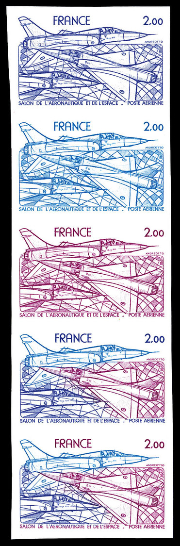 ** N°54, 2F Mirage, Bande De 5 Dont 2 Exemplaires Multicolores. TB  Cote: 570 Euros  Qualité: ** - Autres & Non Classés