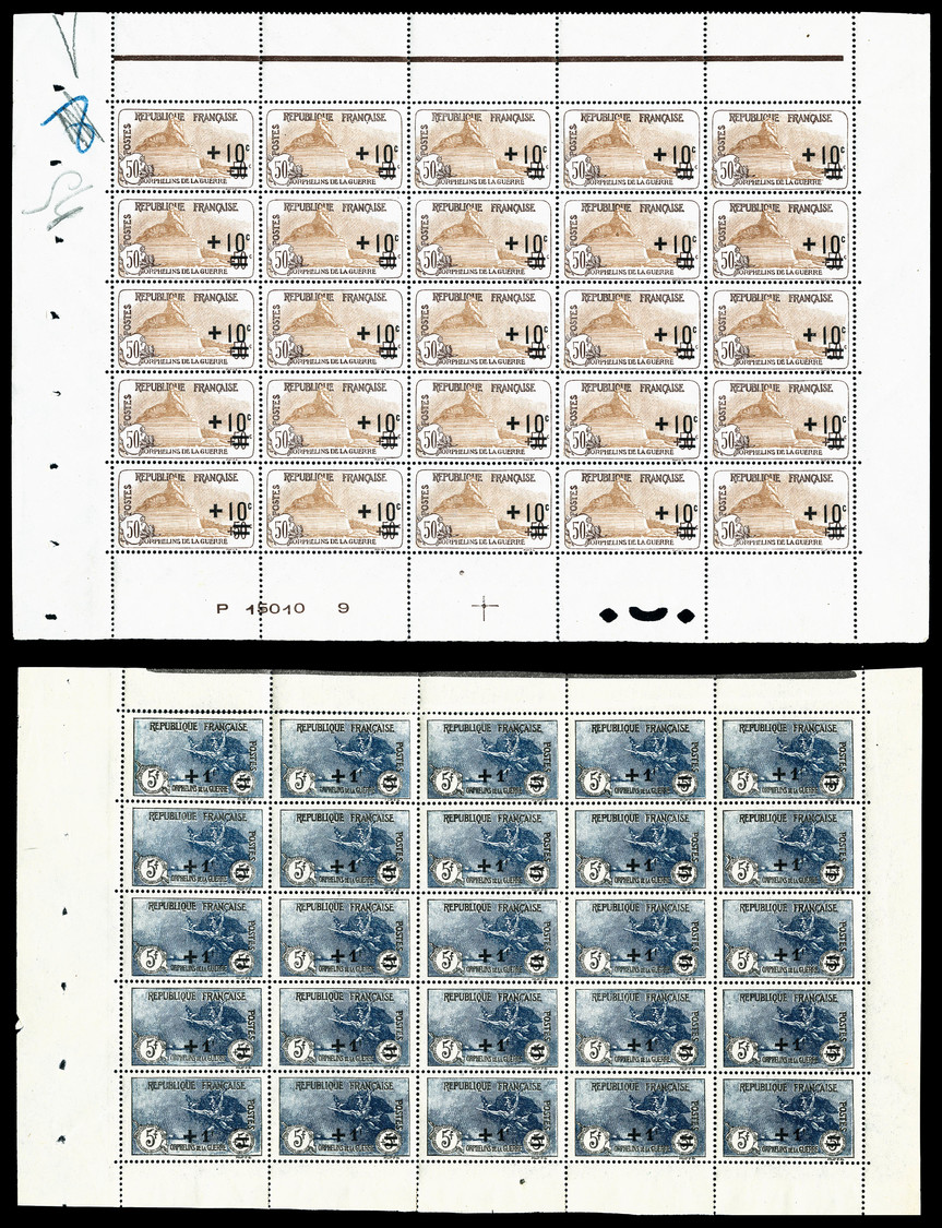 ** N°162/69, Série Orphelins De 1922 En 8 Panneaux De 25 Exemplaires, TRÈS BON CENTRAGE, FRAÎCHEUR POSTALE, RARE ET SUPE - Feuilles Complètes