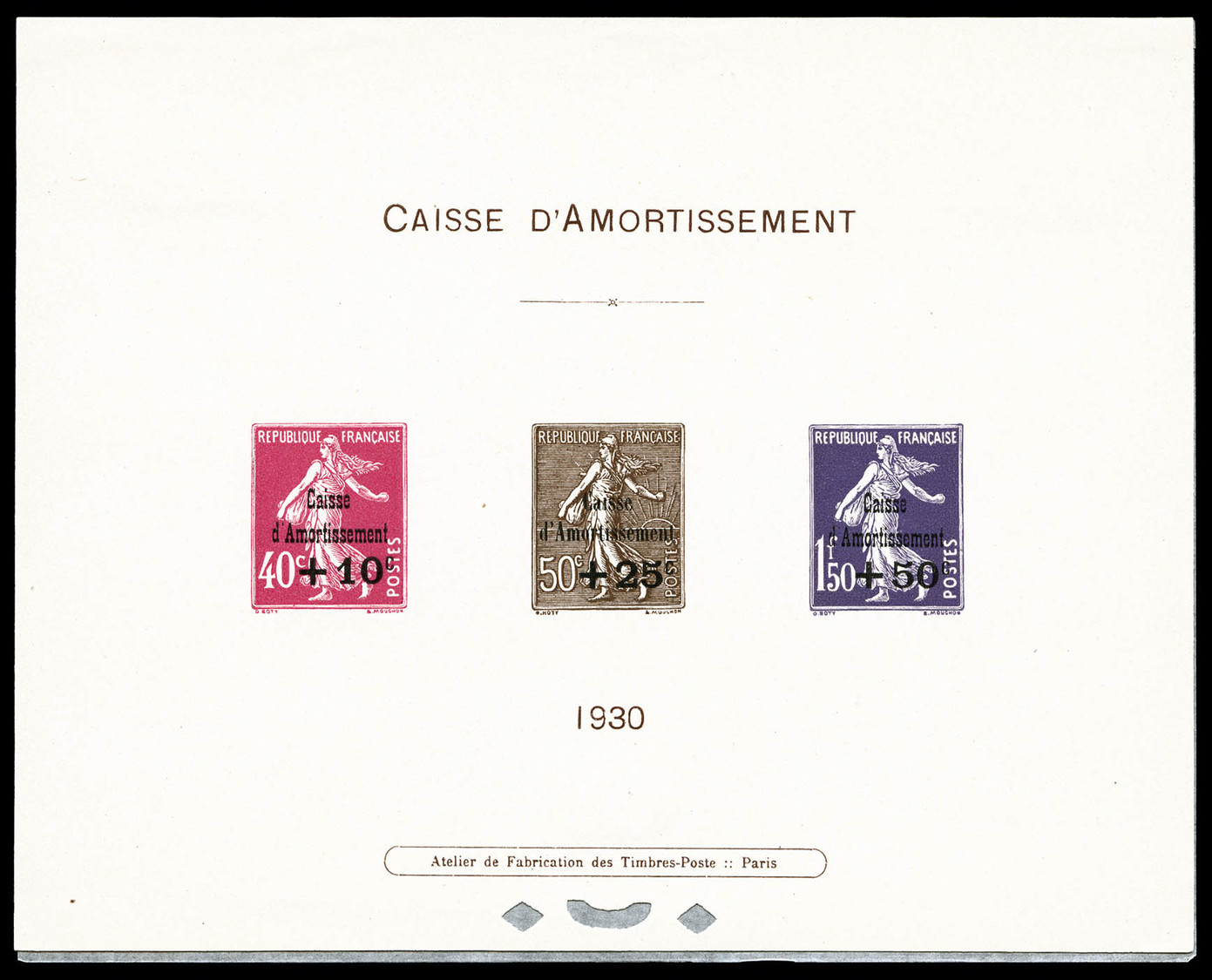 (*) N°266/68, Caisse D'amortissement De 1930 En épreuve Collective, SUP (certificat)  Cote: 1200 Euros  Qualité: (*) - Epreuves De Luxe
