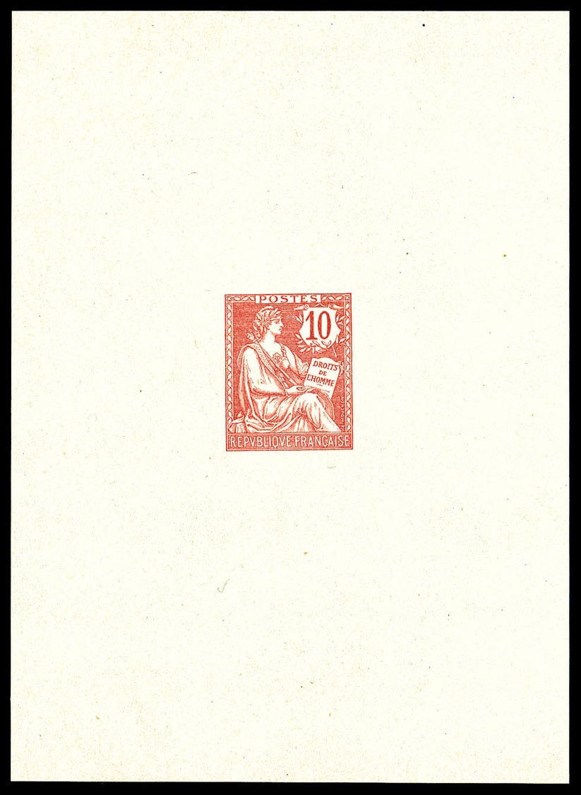 (*) N°124, Mouchon, épreuve Sur Feuillet Du 10c Rose, Très Jolie Pièce, RARE (certificat)  Cote: 1100 Euros  Qualité: (* - Epreuves D'artistes