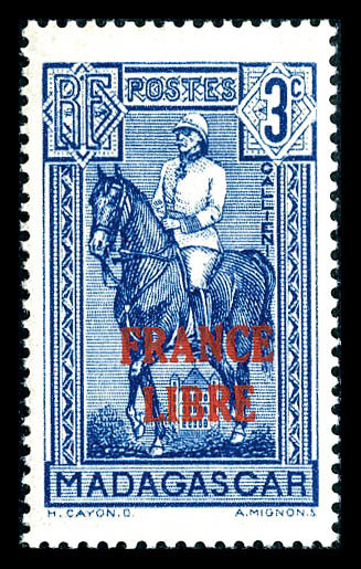 ** N°243, 3c Bleu Surchargé 'FRANCE LIBRE', TTB (signé Scheller)  Cote: 220 Euros  Qualité: ** - Neufs