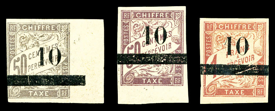 * Taxe, N°1/3, Série Complète De 1903, Les 3 Valeurs TB (signé Scheller/certificat)  Cote: 800 Euros  Qualité: * - Neufs