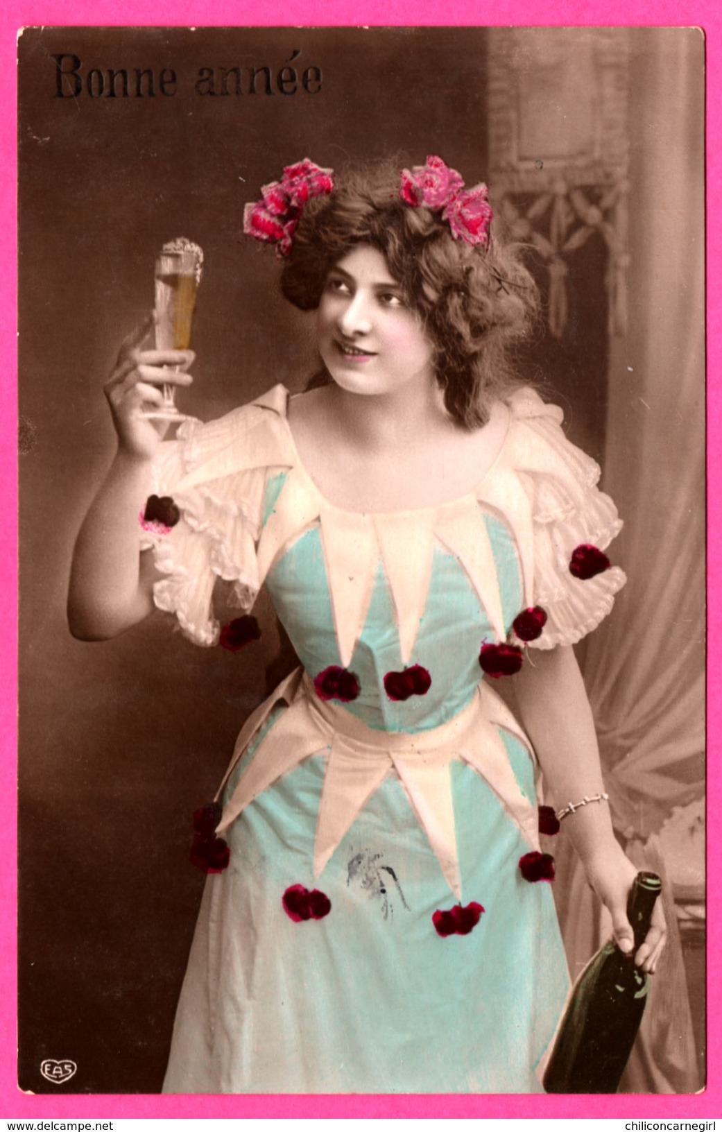 LADY - WOMEN - FRAU - Fantaisie - Femme Avec Coupe De Champagne Et Bouteille -  " Bonne Année " - EAS N° 462 - 1907 - Femmes