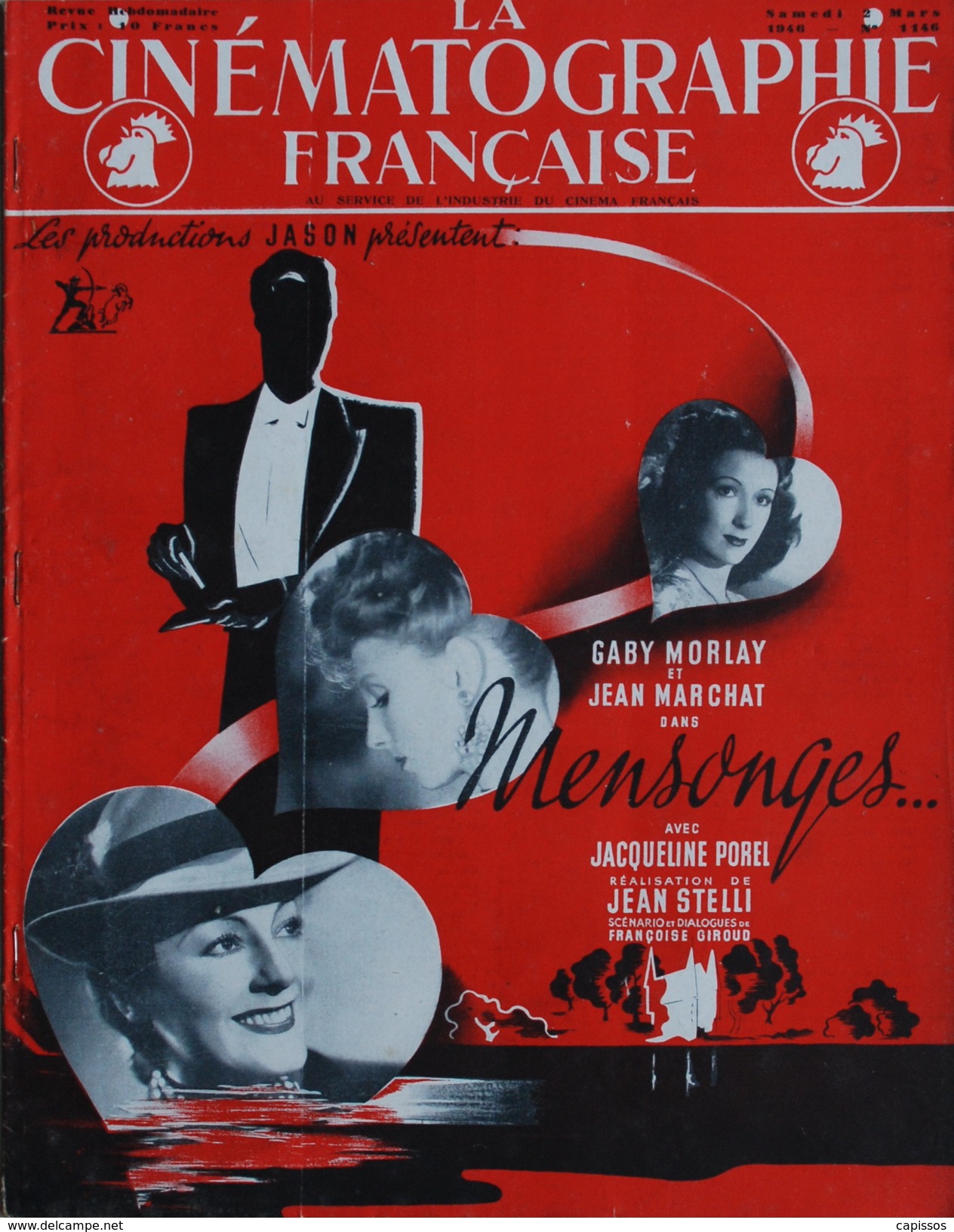 Revue "La Cinématographie Française" N°1146 2 Mars 1946 Gaby Morlay Dans Mensonges, Bon état - Other Formats