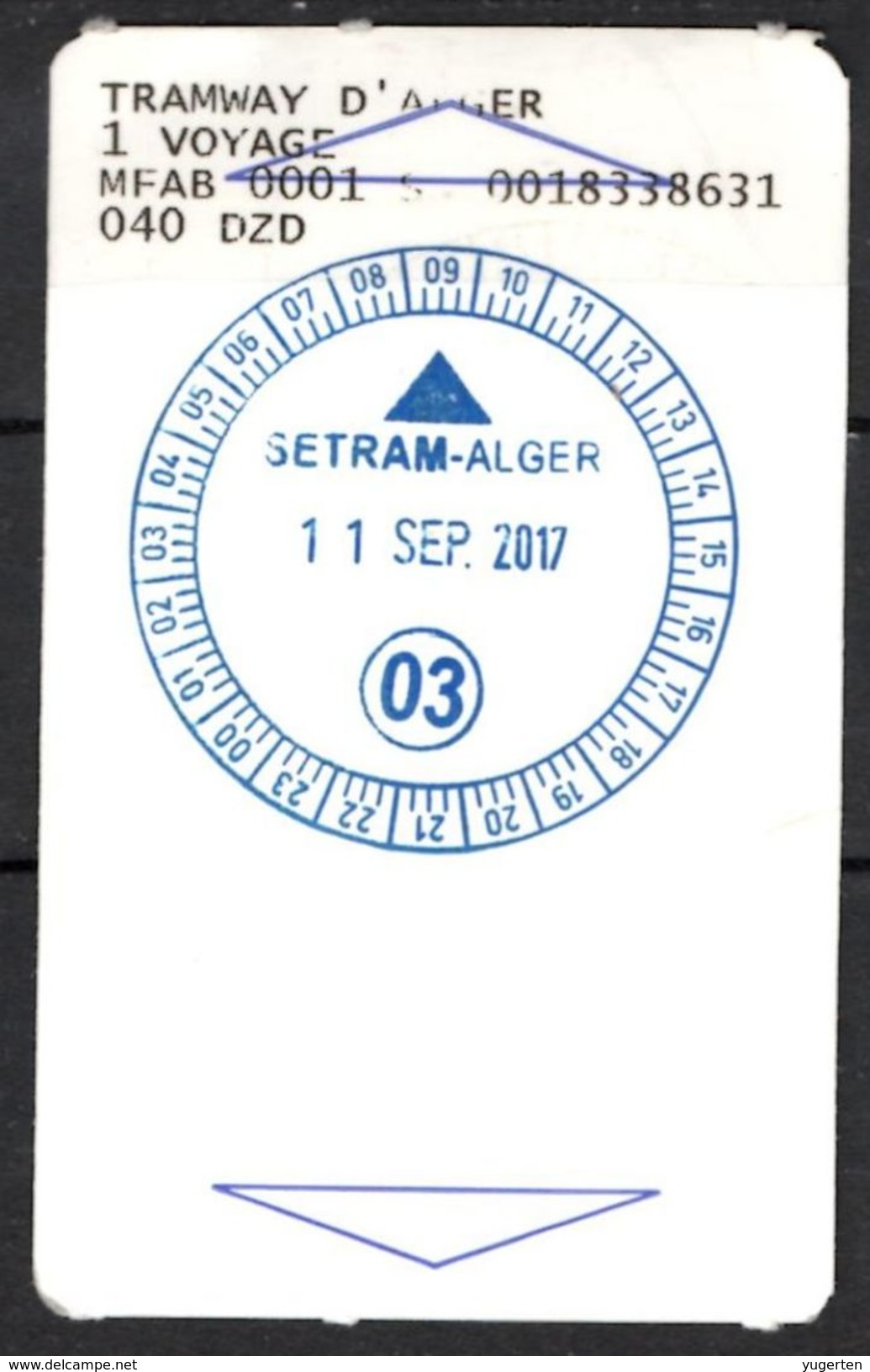 1 Ticket Transport Algeria 2017 Tram Tramway Alger Ligne 03 Algiers Argel Billete De Transporte Tranvía - 2 Scans - Mundo