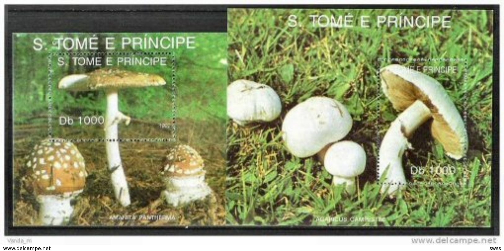 SAO TOME AND PRINCIPE, 1992, FLORA, MUSHROOMS, R#297-98, YV#116-17, SS, MNH - Champignons