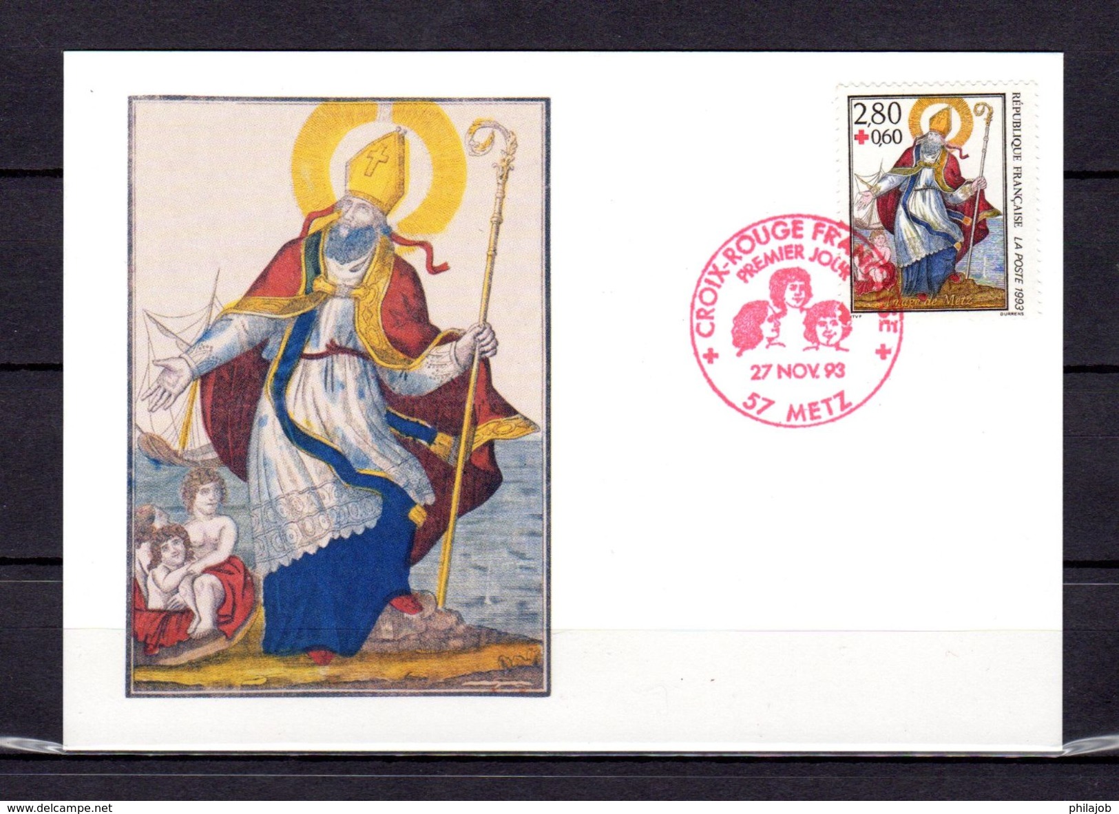 FRANCE 1993 Carte Maximum " CROIX-ROUGE 1993 : SAINT NICOLAS " N° YT 2853 . Parf. état. CM - Rotes Kreuz