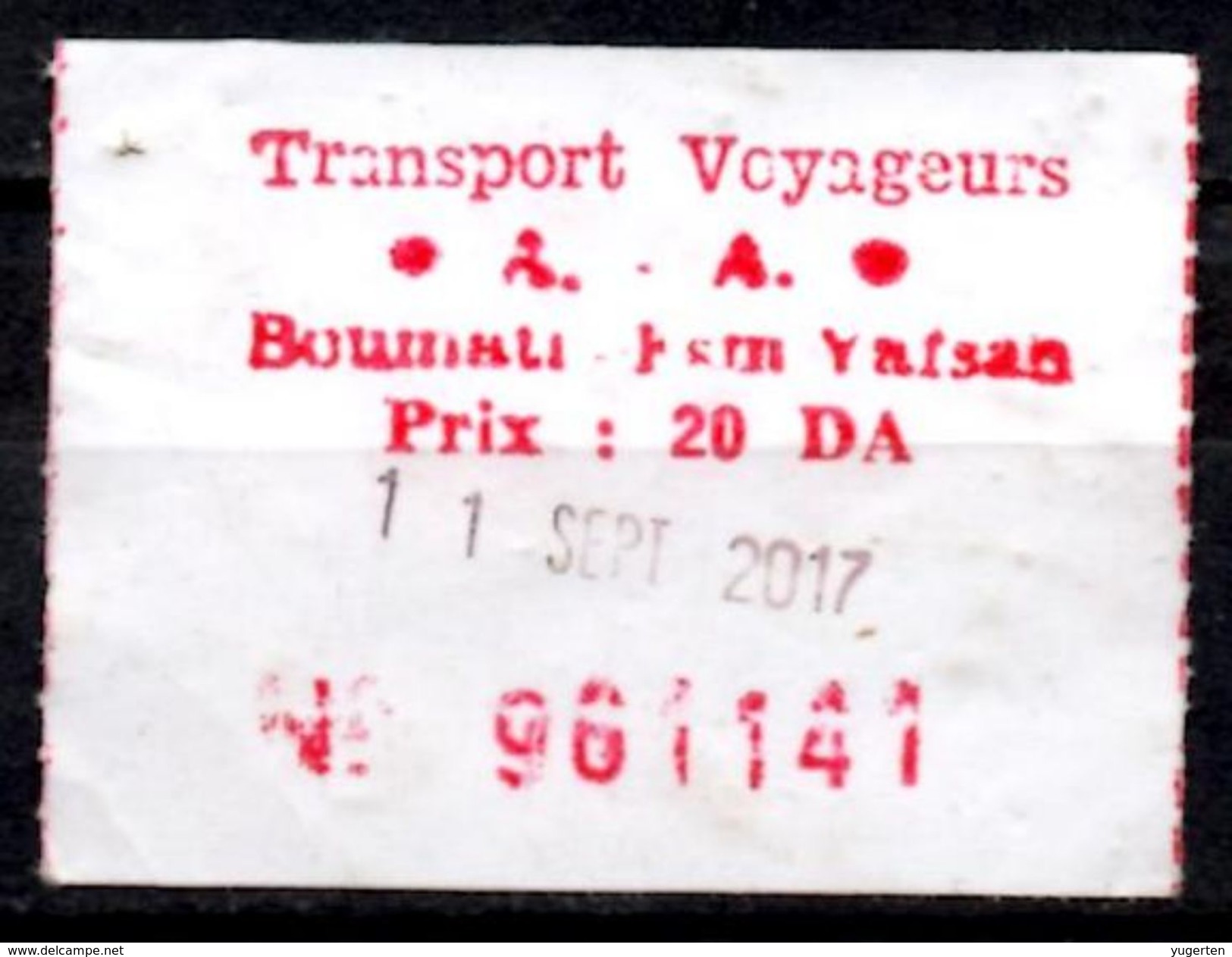 Ticket Transport Algeria Bus Boumati - Urbain Alger - Mondo