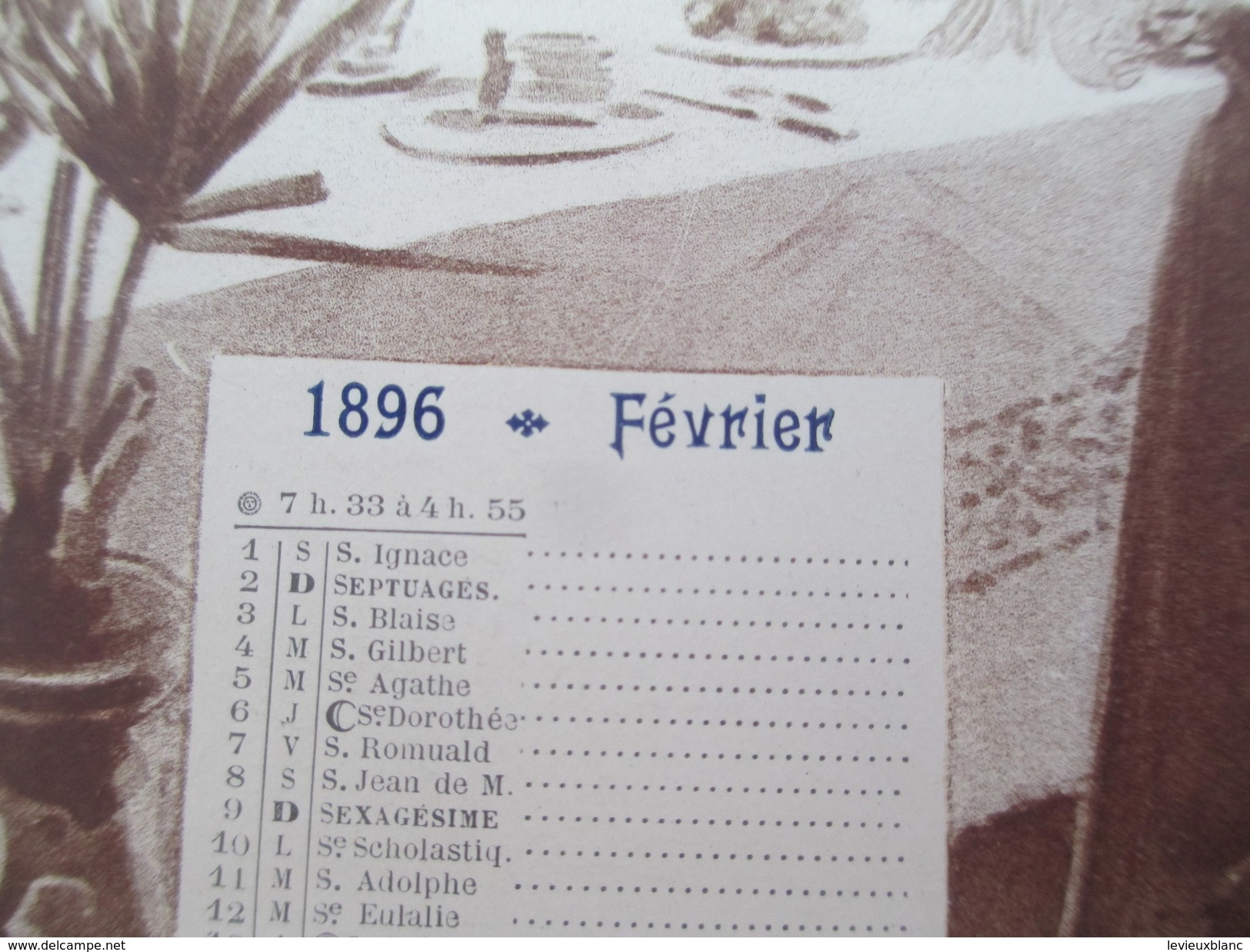 Moyen Calendrier Type "éphéméride" Par  Mois/uniquement Février Et Mars/Chocolat Masson/Chocolatier/Paris/1896    CAL366 - Tamaño Grande : 1991-00