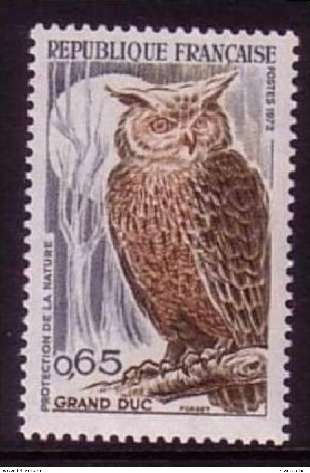 FRANKREICH MI-NR. 1787 ** NATURSCHUTZ 1972 EULE - Eulenvögel