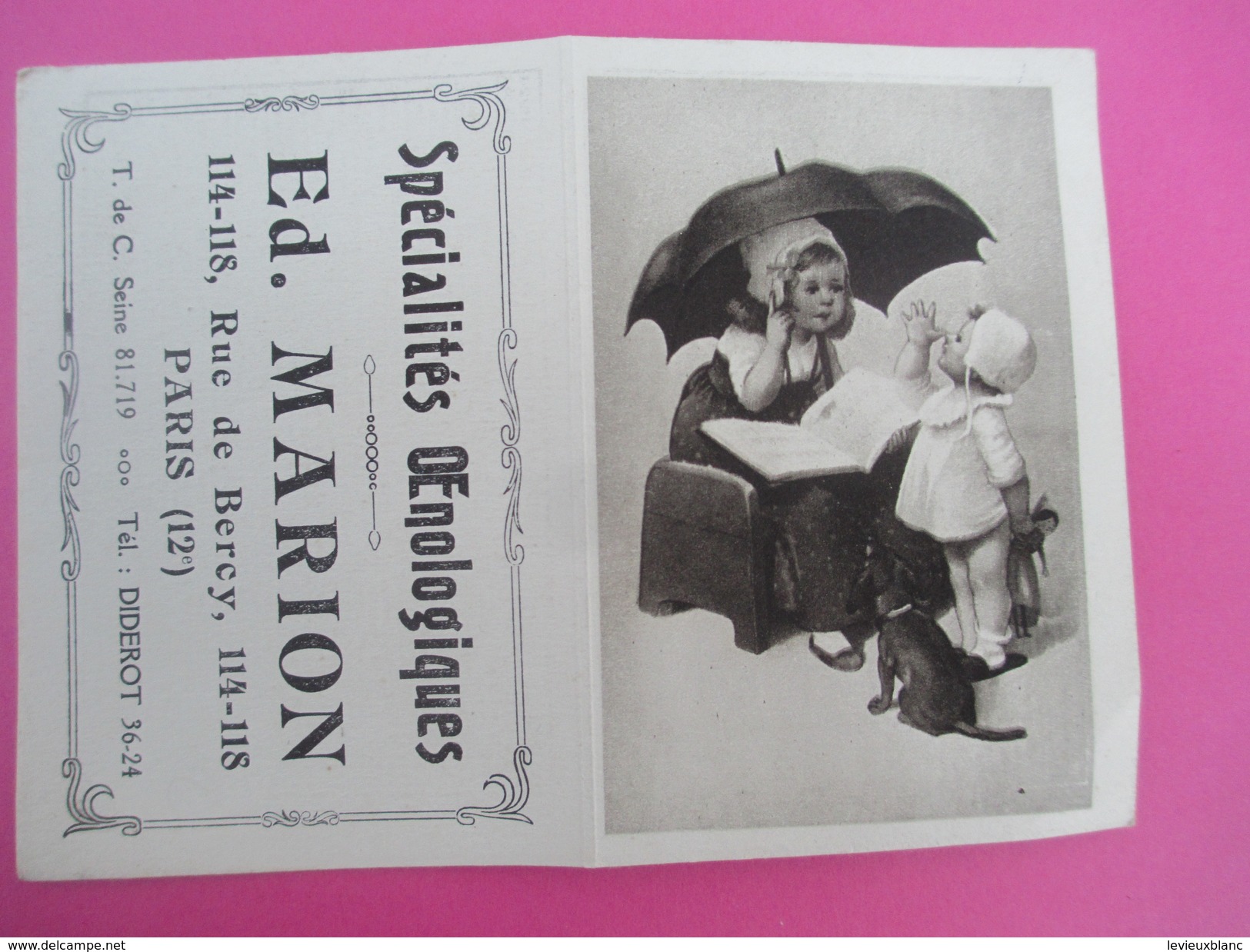 Petit Calendrier De Poche à Deux Volets/Pied De Nez/Ed Marion/Spécialités &OElig;nologiques/Rue De Bercy/Paris/1924 - Kleinformat : 1921-40