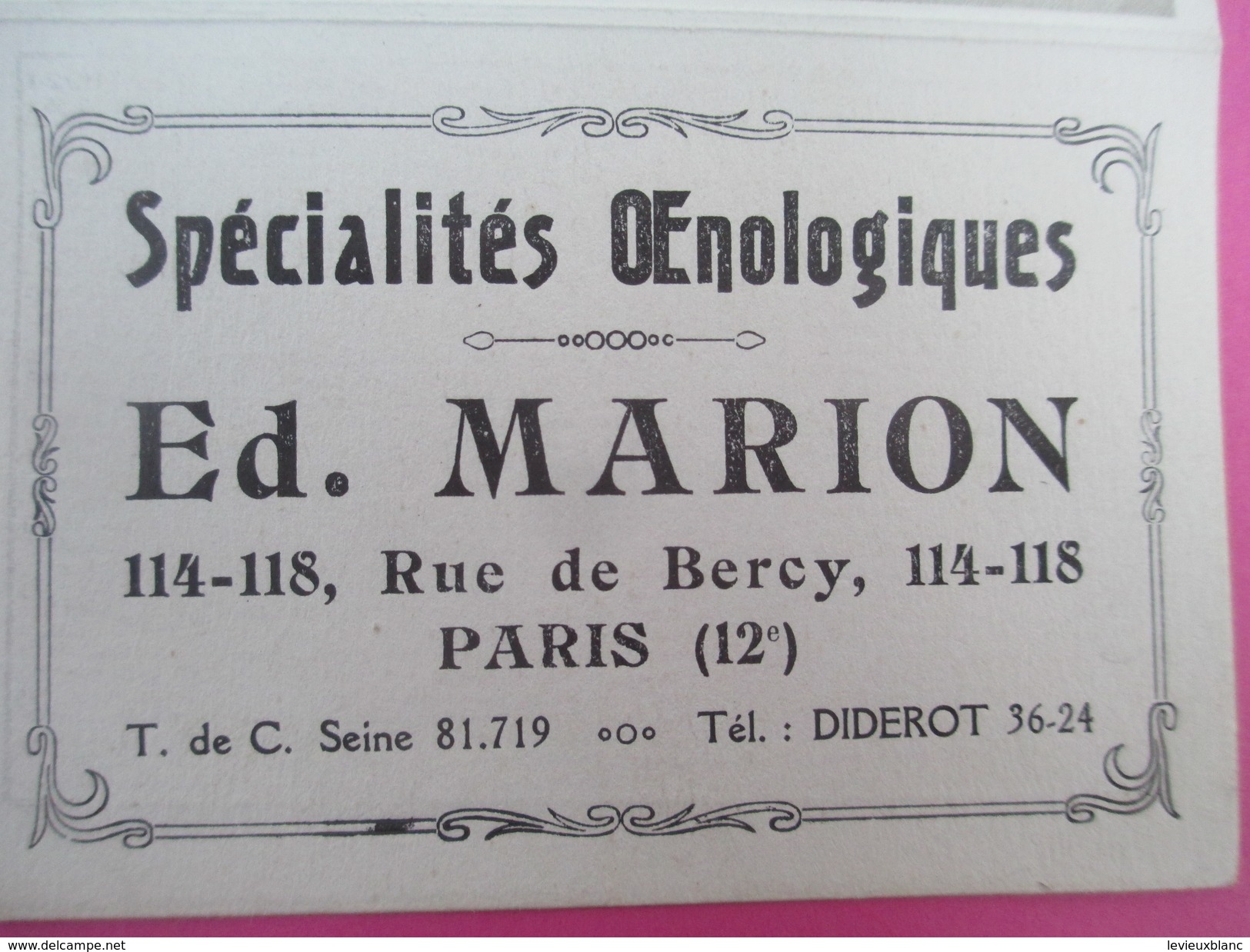 Petit Calendrier De Poche à Deux Volets/Pied De Nez/Ed Marion/Spécialités &OElig;nologiques/Rue De Bercy/Paris/1924 - Tamaño Pequeño : 1921-40