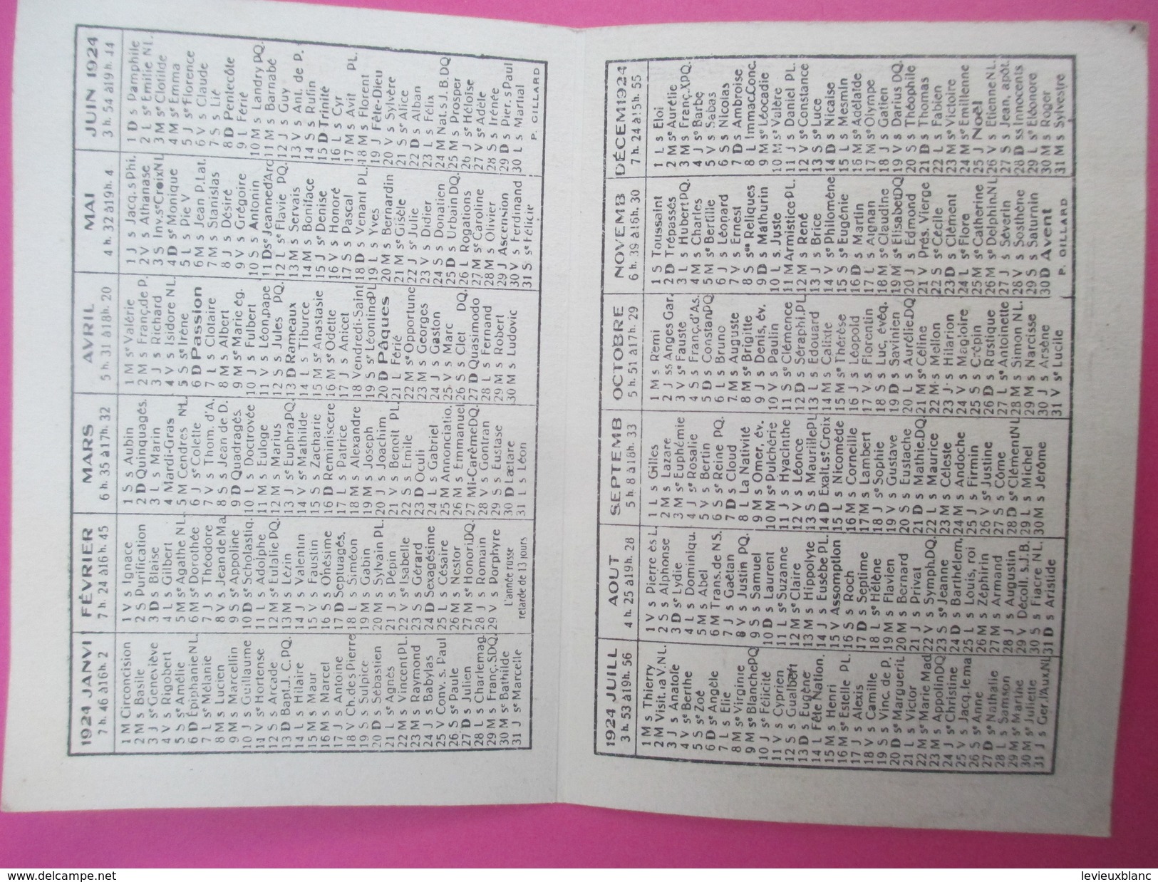 Petit Calendrier De Poche à Deux Volets/Pied De Nez/Ed Marion/Spécialités &OElig;nologiques/Rue De Bercy/Paris/1924 - Formato Piccolo : 1921-40