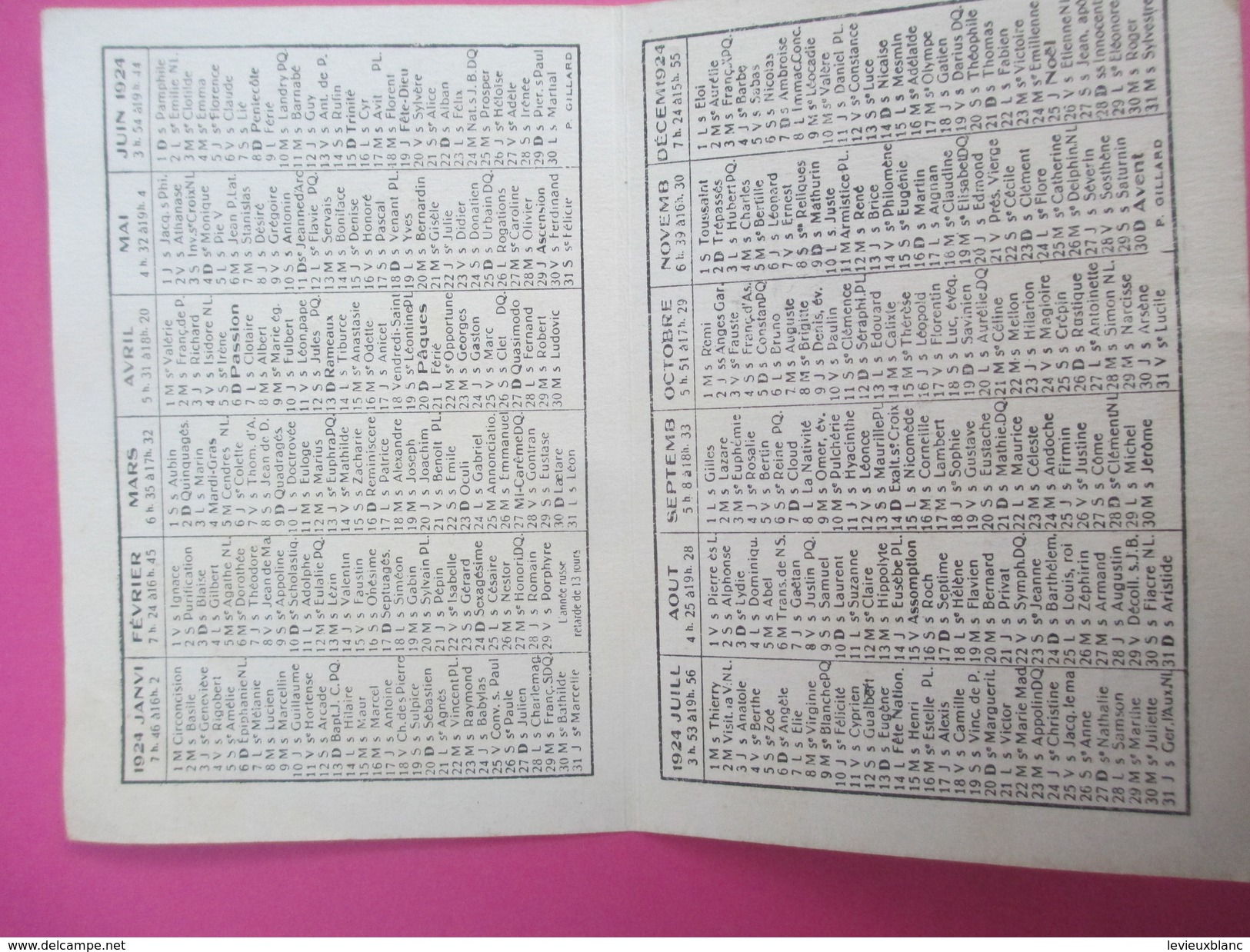 Petit Calendrier De Poche à Deux Volets/Retour De Pêche/Ed Marion/Spécialités &OElig;nologiques/Rue De Bercy/Paris/1924 - Formato Piccolo : 1921-40