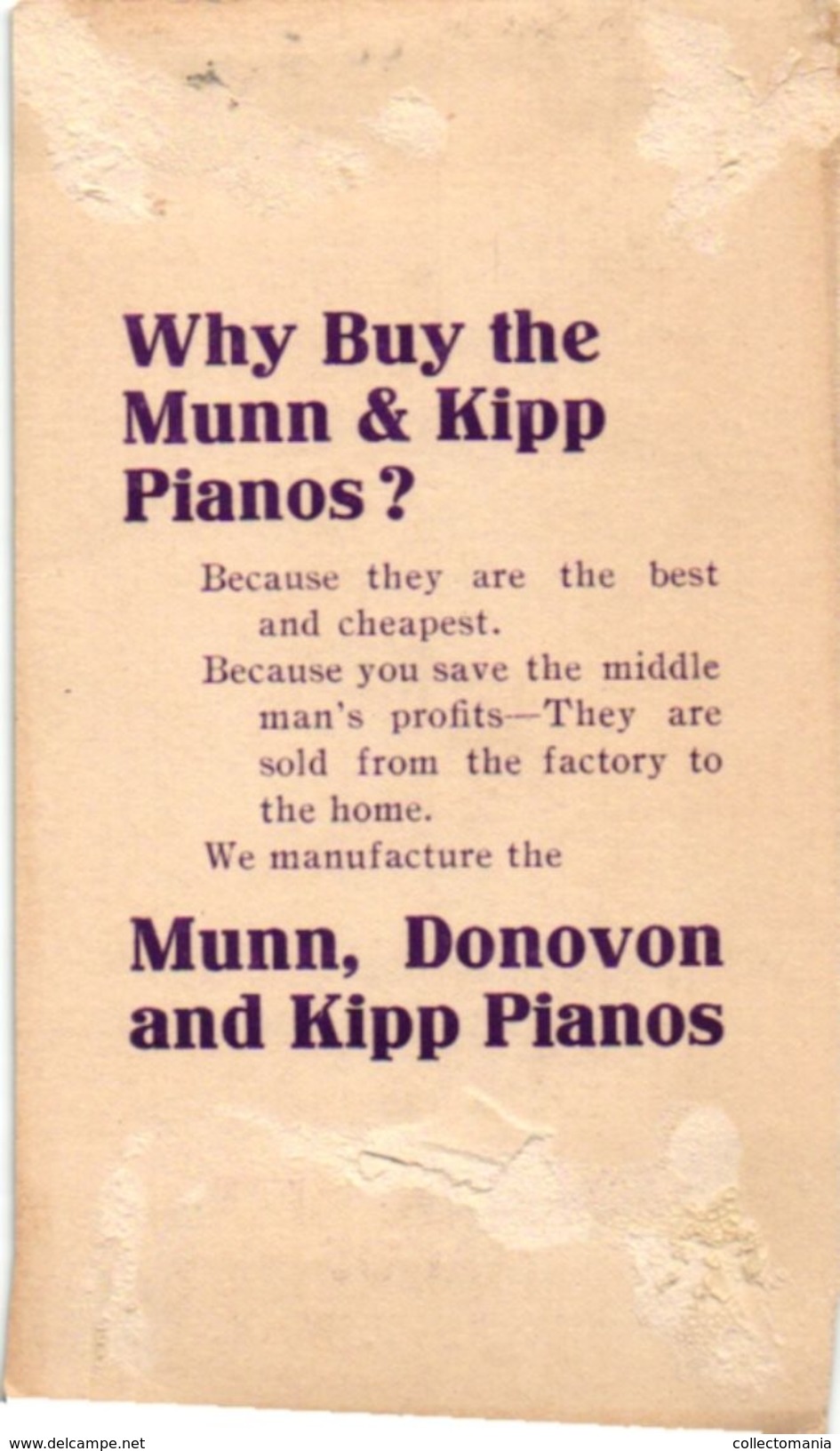 4 Trade Cards Music Munn Music C° Binghamton N.Y. Pianos  Litho Margaretville N.Y. Donovon Kipp Banjo Accordion - Muziekinstrumenten