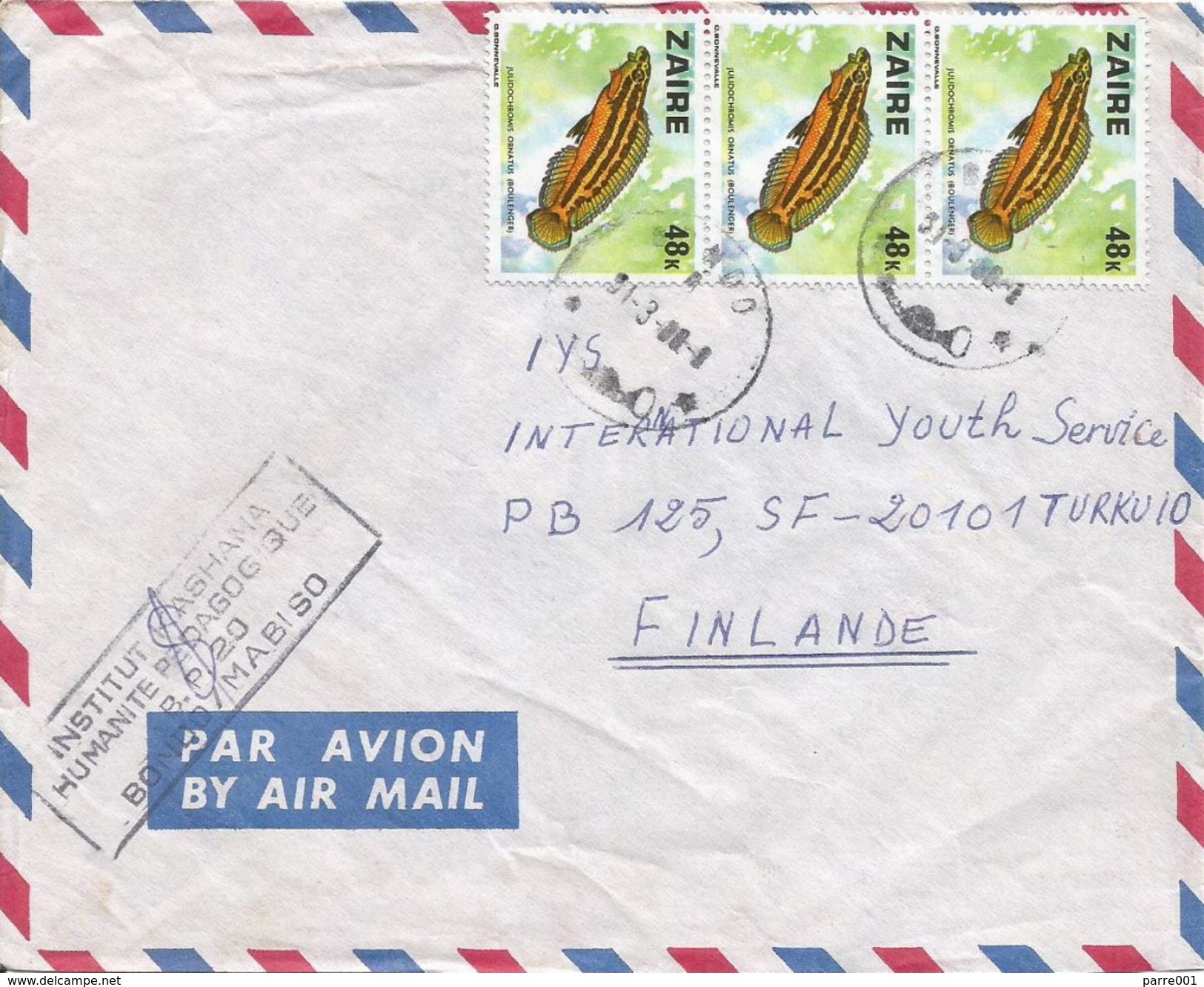 RDC DRC Congo Zaire 1980 Bondo Fresh Water Endemic Fish Julidochromis Ornatus Cover - Oblitérés