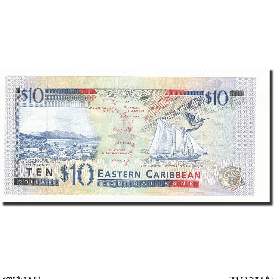 Billet, Etats Des Caraibes Orientales, 10 Dollars, Undated (1994), KM:32m, NEUF - Ostkaribik