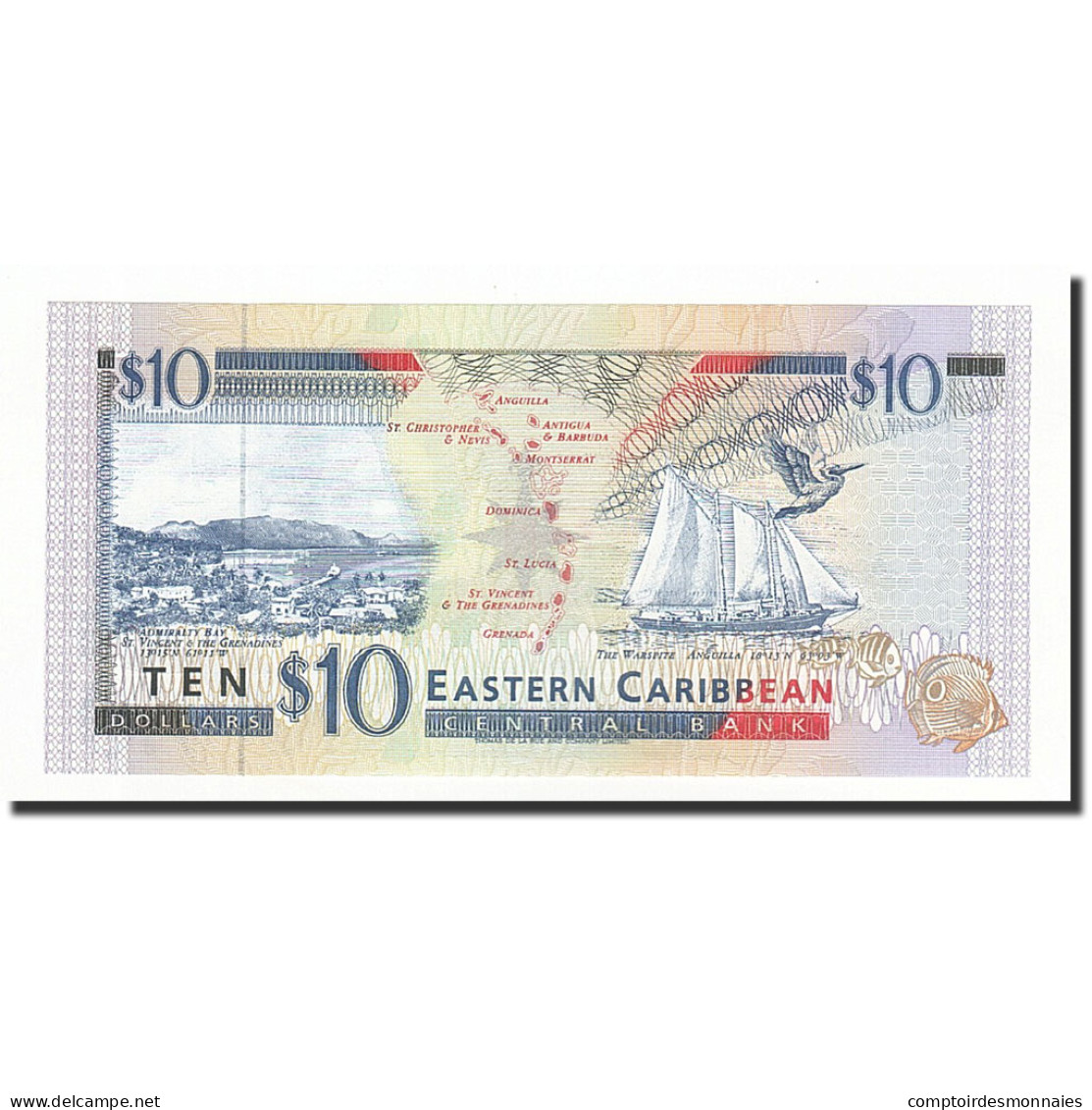 Billet, Etats Des Caraibes Orientales, 10 Dollars, Undated (1994), KM:32v, NEUF - Caraïbes Orientales