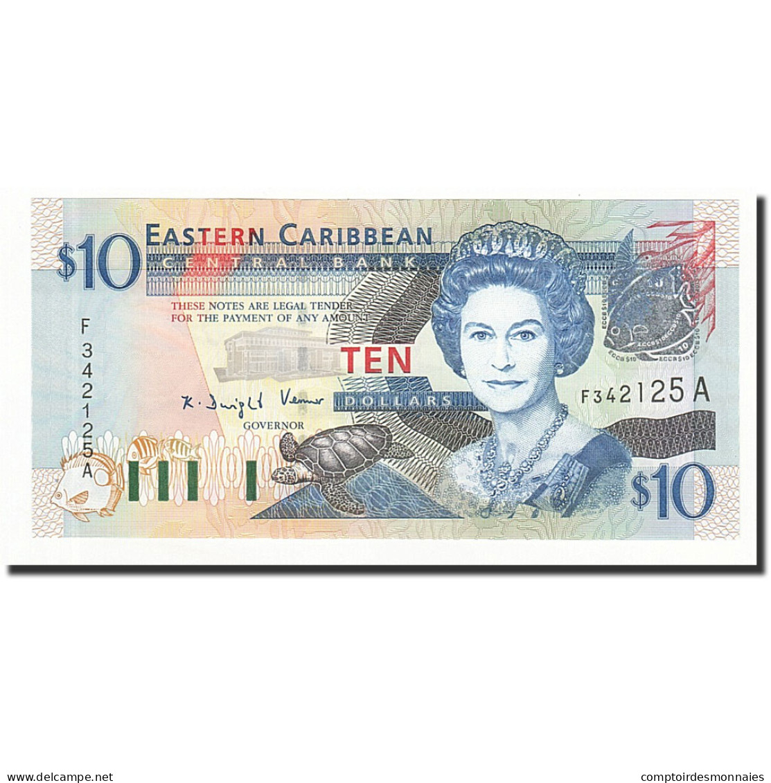 Billet, Etats Des Caraibes Orientales, 10 Dollars, Undated (2003), KM:43a, SPL+ - Caraïbes Orientales