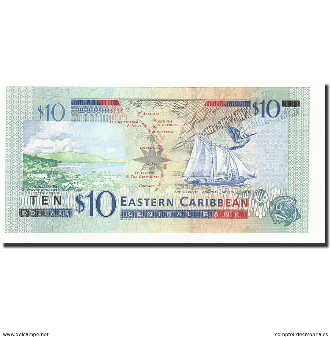 Billet, Etats Des Caraibes Orientales, 10 Dollars, Undated (2003), KM:43a, SPL+ - Ostkaribik