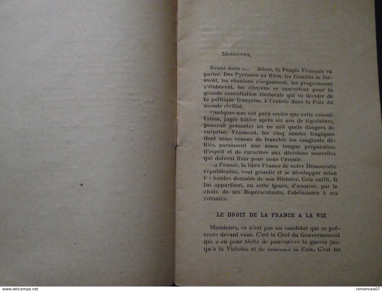 DISCOURS De M GEORGES CLEMENCEAU à Strasbourg Le 4 Novembre 1919 - Guerre 1914-18 - WW1 - Livret Du 16 Novembre 1919 - 1901-1940