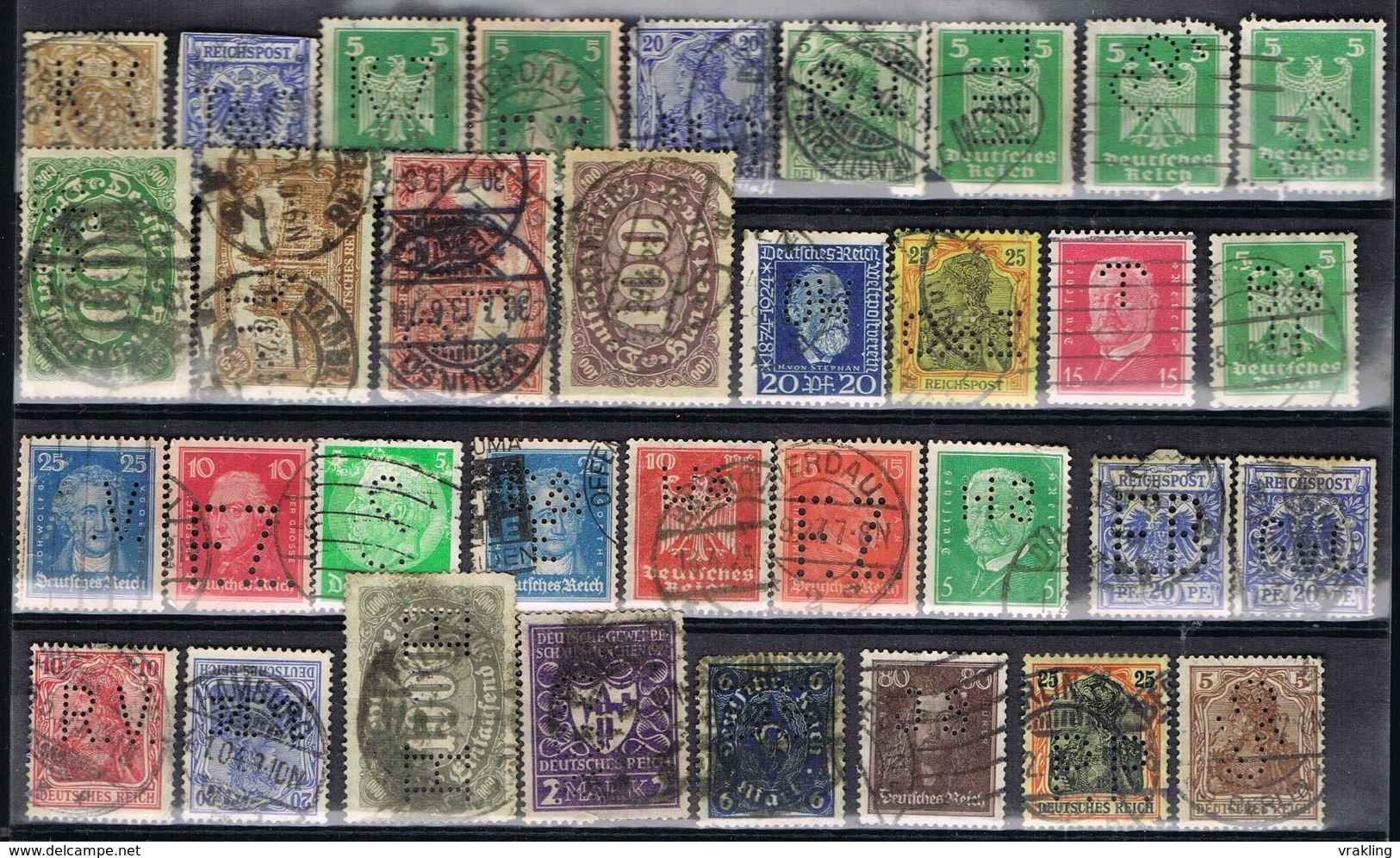 DO 5763  DUITSLAND PERFINS GESTEMPELD 34 STUKS ZIE SCANS - Perforés