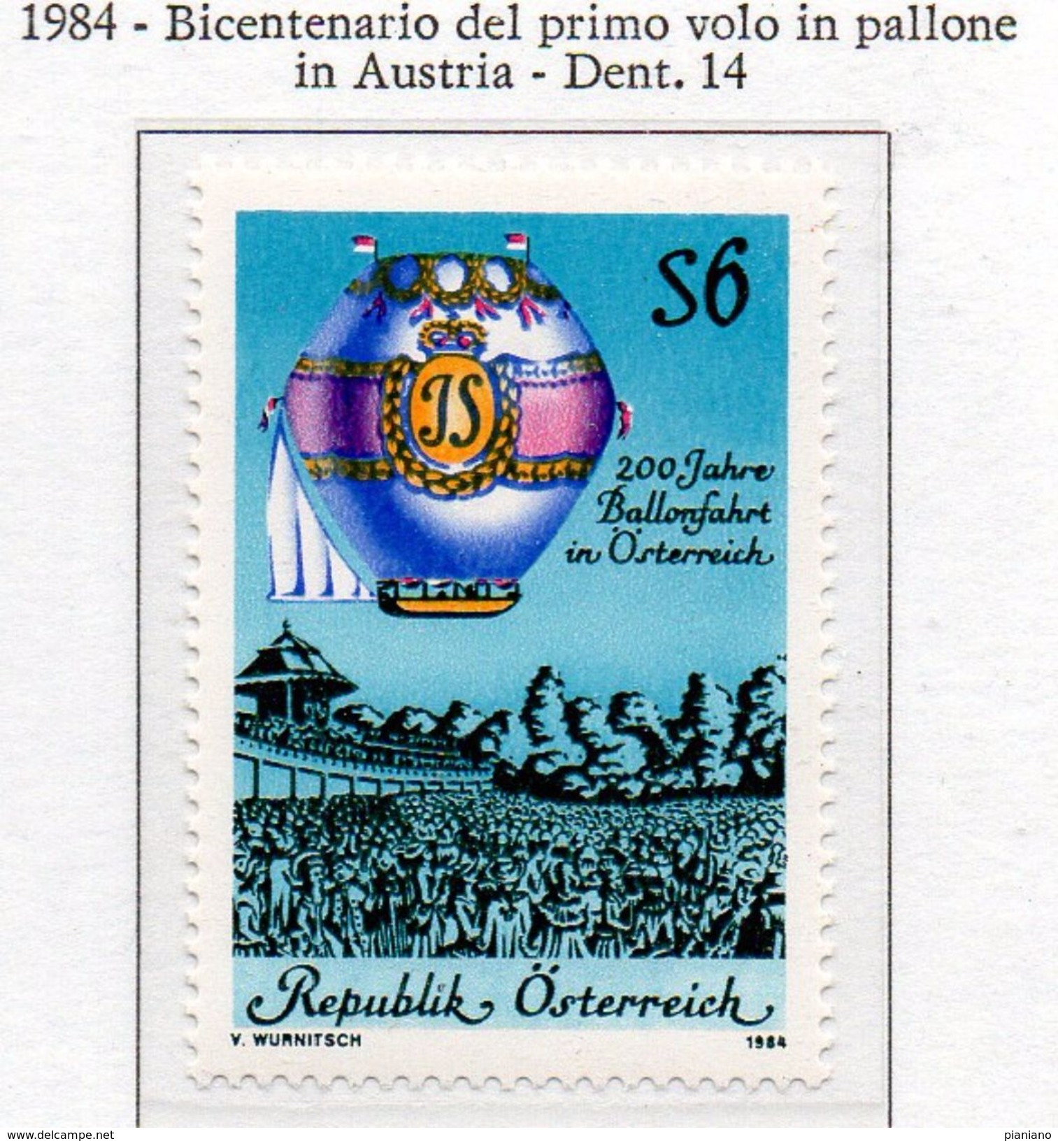 PIA - AUST -1984 : Bicentenario Del Primo Volo In Pallone In Austria  - (Yv 1614) - Fesselballons