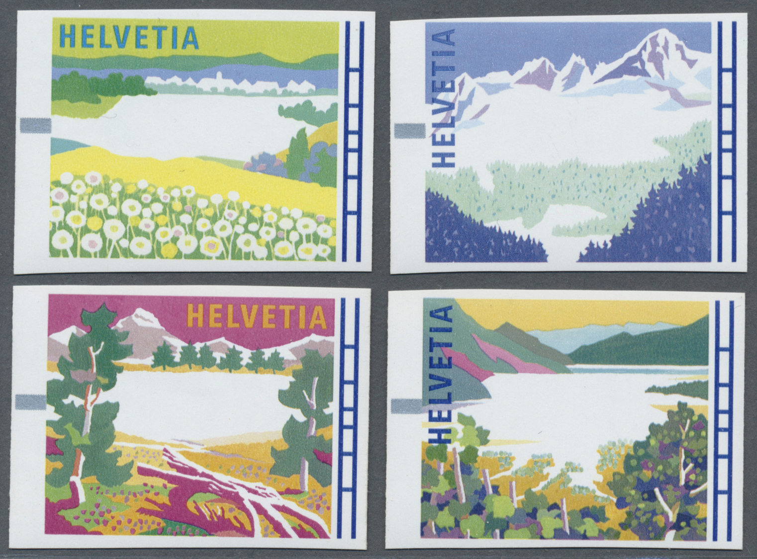 ** Thematik: Alpen / Alps: 1996, Switzerland Machine Labels, "Swiss Countryside During The Seasons", All Four Values Wit - Non Classés