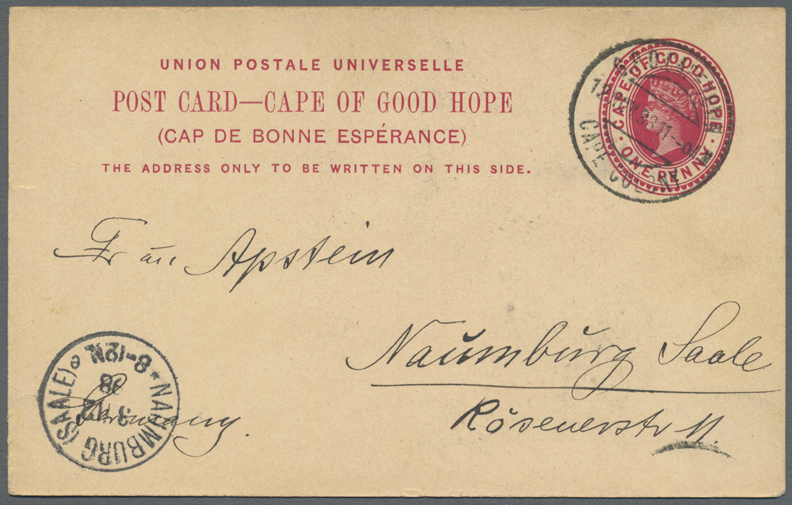 GA Thematik: Antarktis / Antarctic: German Valdivia Tiefsee-Expedition: 1898, Cape Of Good Hope 1 D. Postal Stationery P - Altri & Non Classificati