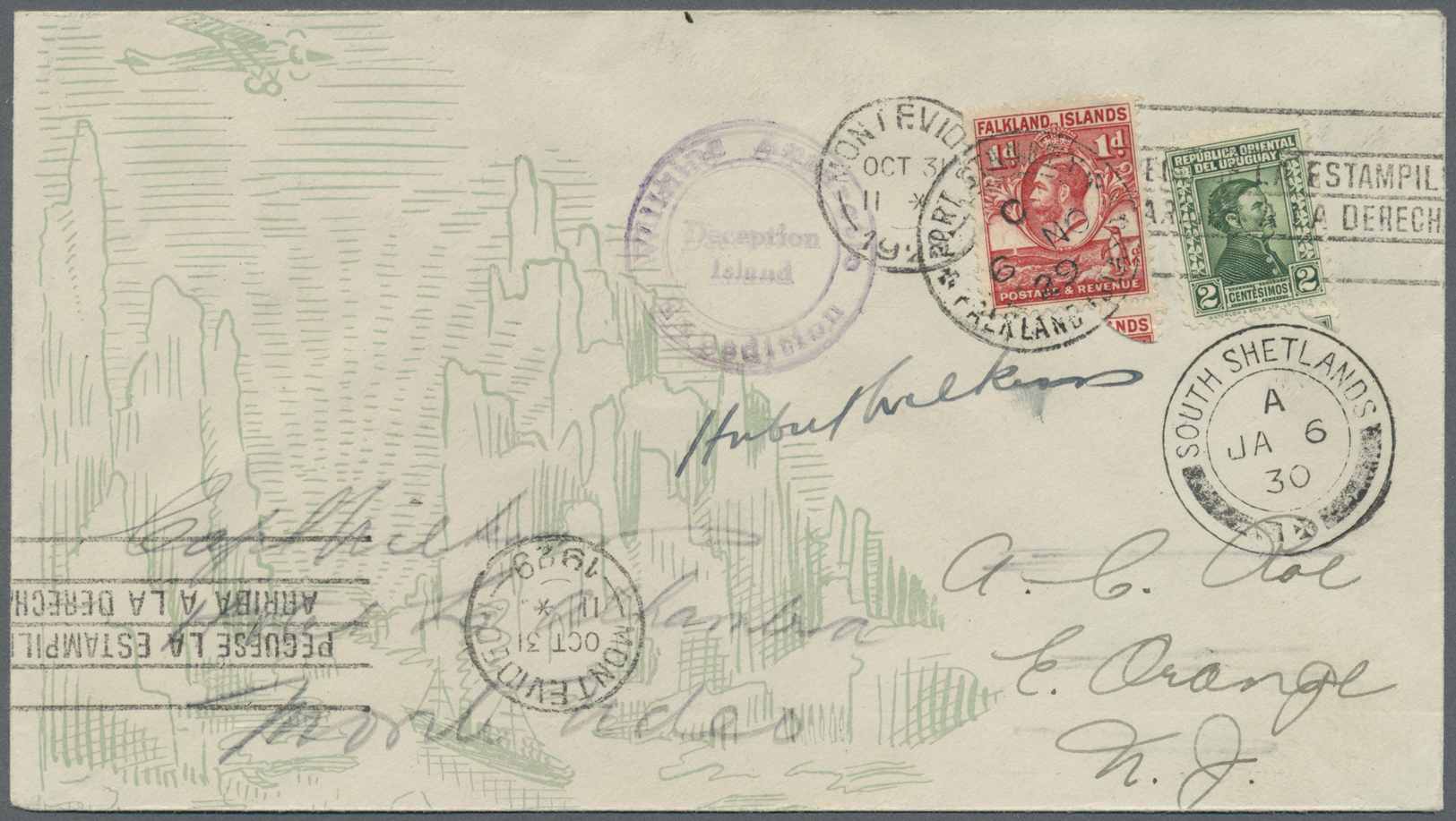Br Thematik: Antarktis / Antarctic: WILKINS-HEARST-EXPEDITION:1929/30, Expedition Cover From "MONTEVIDEO OCT.31.29" With - Other & Unclassified