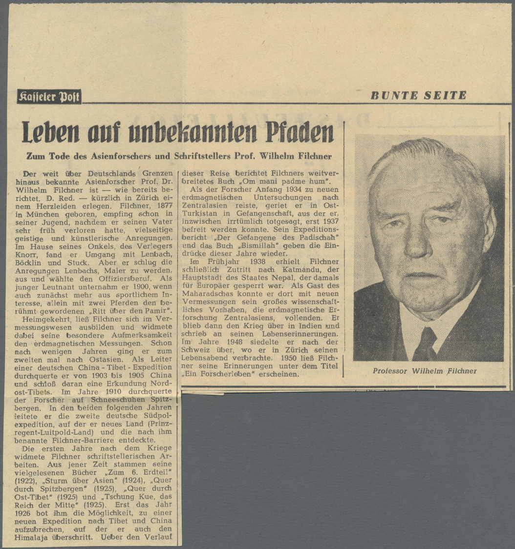 Br Thematik: Antarktis / Antarctic: 1932, Dt. Reich. Eigenh. Briefbogen Mit Unterschrift Von Dr. W. Filchner, Leiter Der - Other & Unclassified