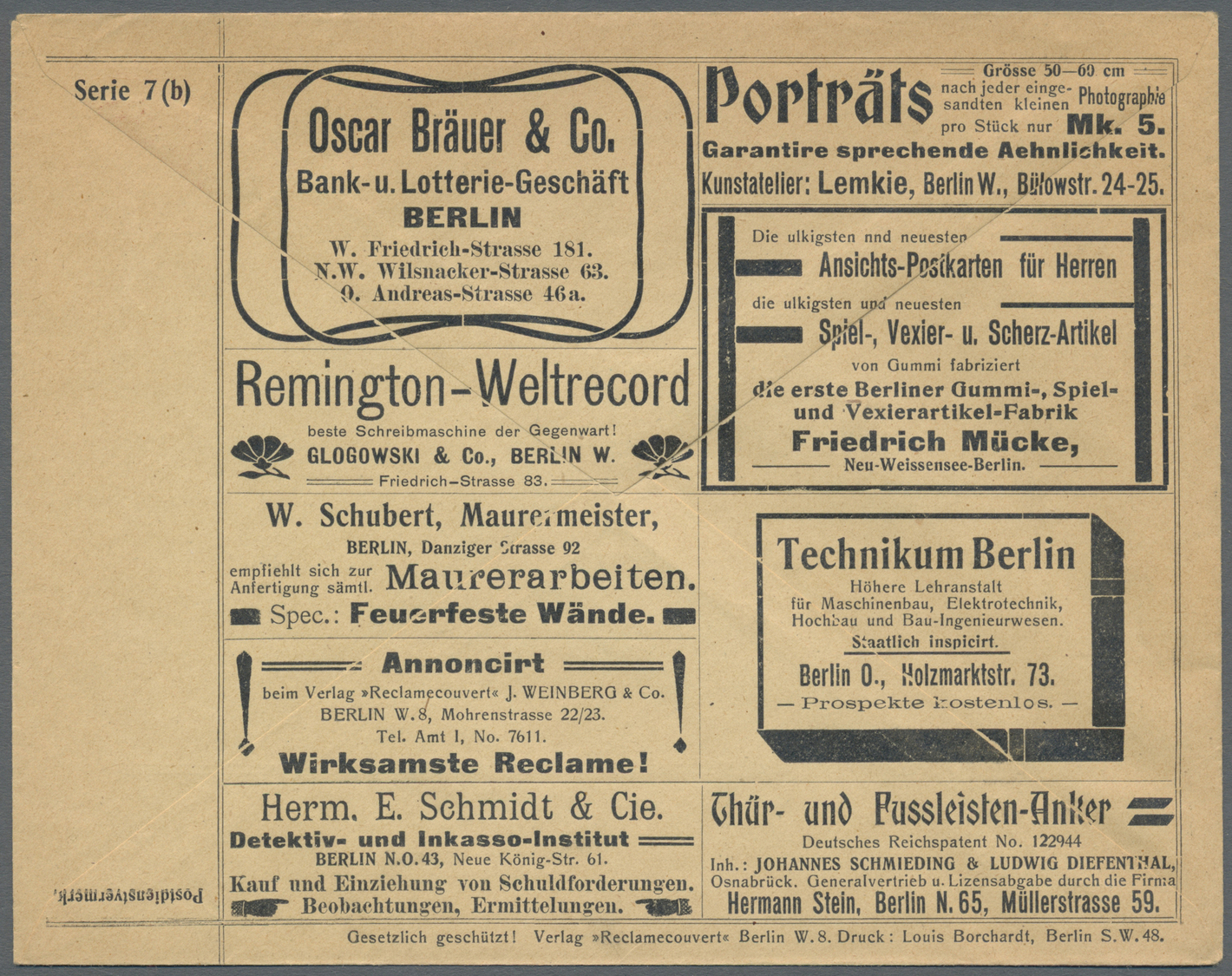 GA Thematik: Anzeigenganzsachen / Advertising Postal Stationery: 1902 (ca), Dt. Reich. Privat-Anzeigen-Umschlag 10 Pf Re - Unclassified