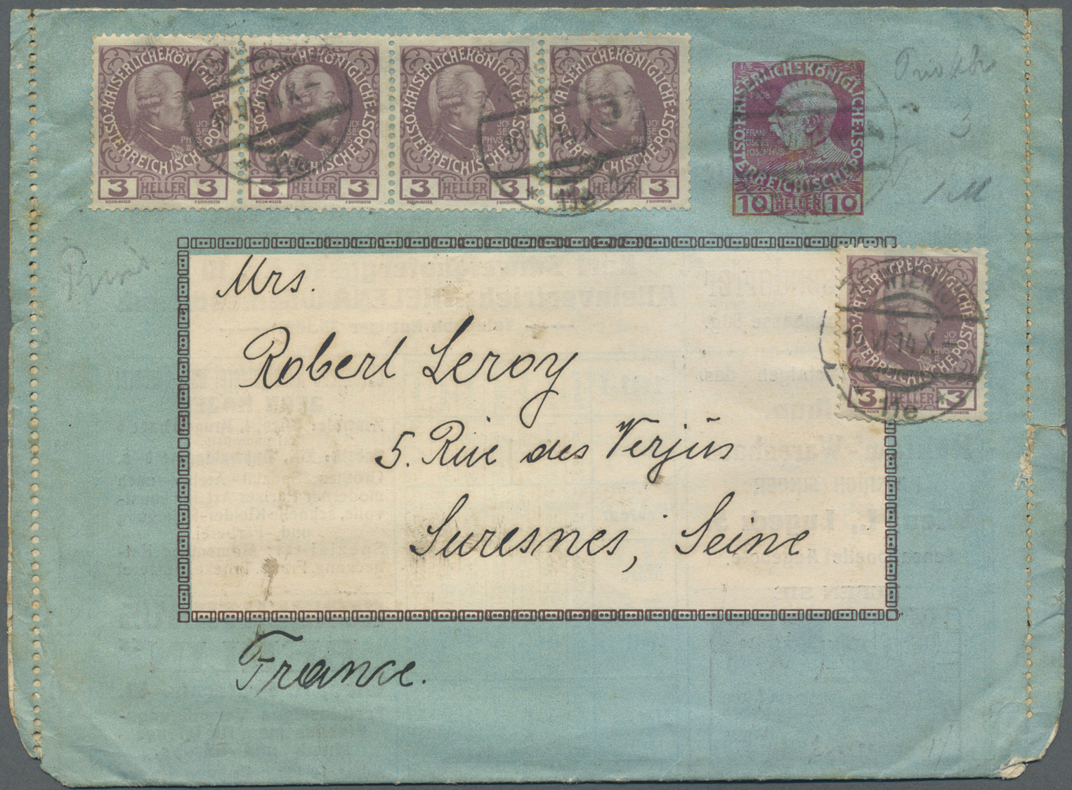 GA Thematik: Anzeigenganzsachen / Advertising Postal Stationery: 1914, Österreich. Anzeigen-Kartenbrief 10 Heller Mit In - Non Classés