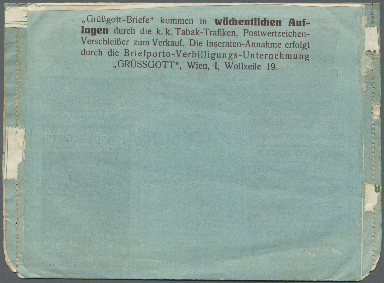 GA Thematik: Anzeigenganzsachen / Advertising Postal Stationery: 1914, Österreich. Anzeigen-Kartenbrief 10 Heller Mit In - Ohne Zuordnung